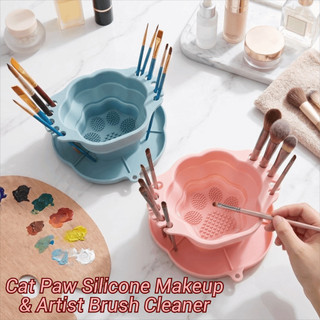 ZHDYEB Limpador De Pincéis De Maquiagem E Artista De Silicone , Rack De Secagem Dobrável Bandeja De Armazenamento , Gato