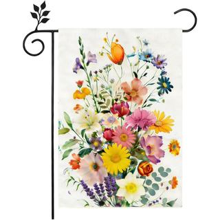 Bandeira Decorativa Floral Colorida para Jardim, Primavera Verão, 12x18 Polegadas, Dupla Face, para Decoração de Quintal