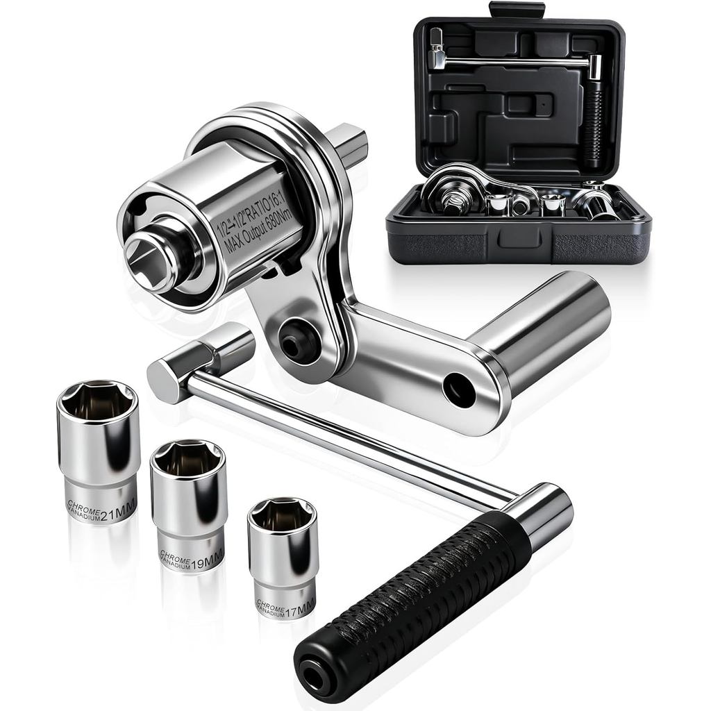 Chave Multiplicadora de Torque 1:16, Conjunto de Ferramentas para Remoção de Porcas de Roda de Alta Resistência com Soqu