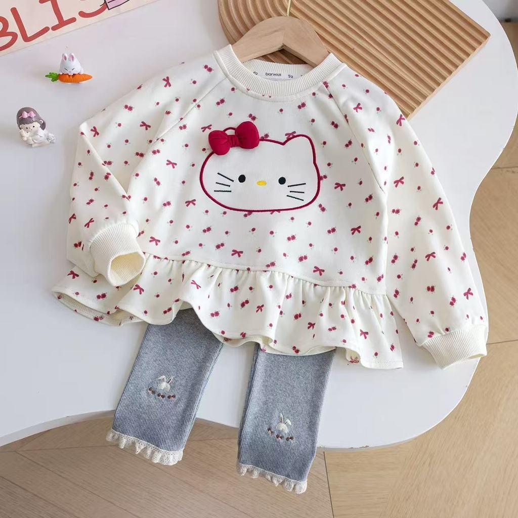 Meninas novo estilo primavera outono bonito terno crianças moletom Leggings moda bebê Casual na moda terno