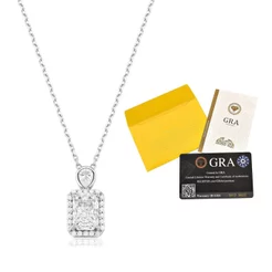 Colar Moissanite de Prata 925 Ponto de Luz e Lapidação Retangular