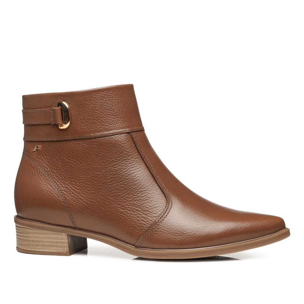 Bota Pegada Feminina em Couro Terracota Cano Curto 282503-02