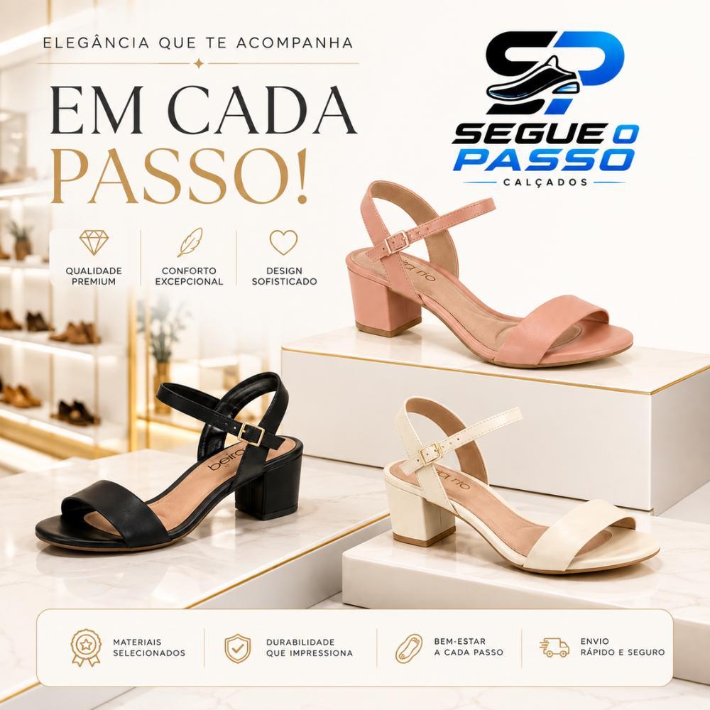 Sandália Feminina Beira Rio Salto Baixo Confortável Saltinho Ajustável Elegante Básico Dia a Dia Tendência