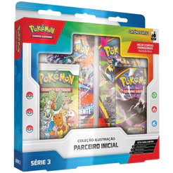 BOX POKÉMON SÉRIE 3 COLEÇÃO ILUSTRAÇÃO PARCEIRO INICIAL COPAG 30 ANOS MEGA EVOLUÇÃO CARTAS BOOSTERS
