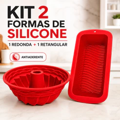 Forma de Silicone Redonda e Retangular para Bolos Pães Pudim Sobremesas Antiaderente