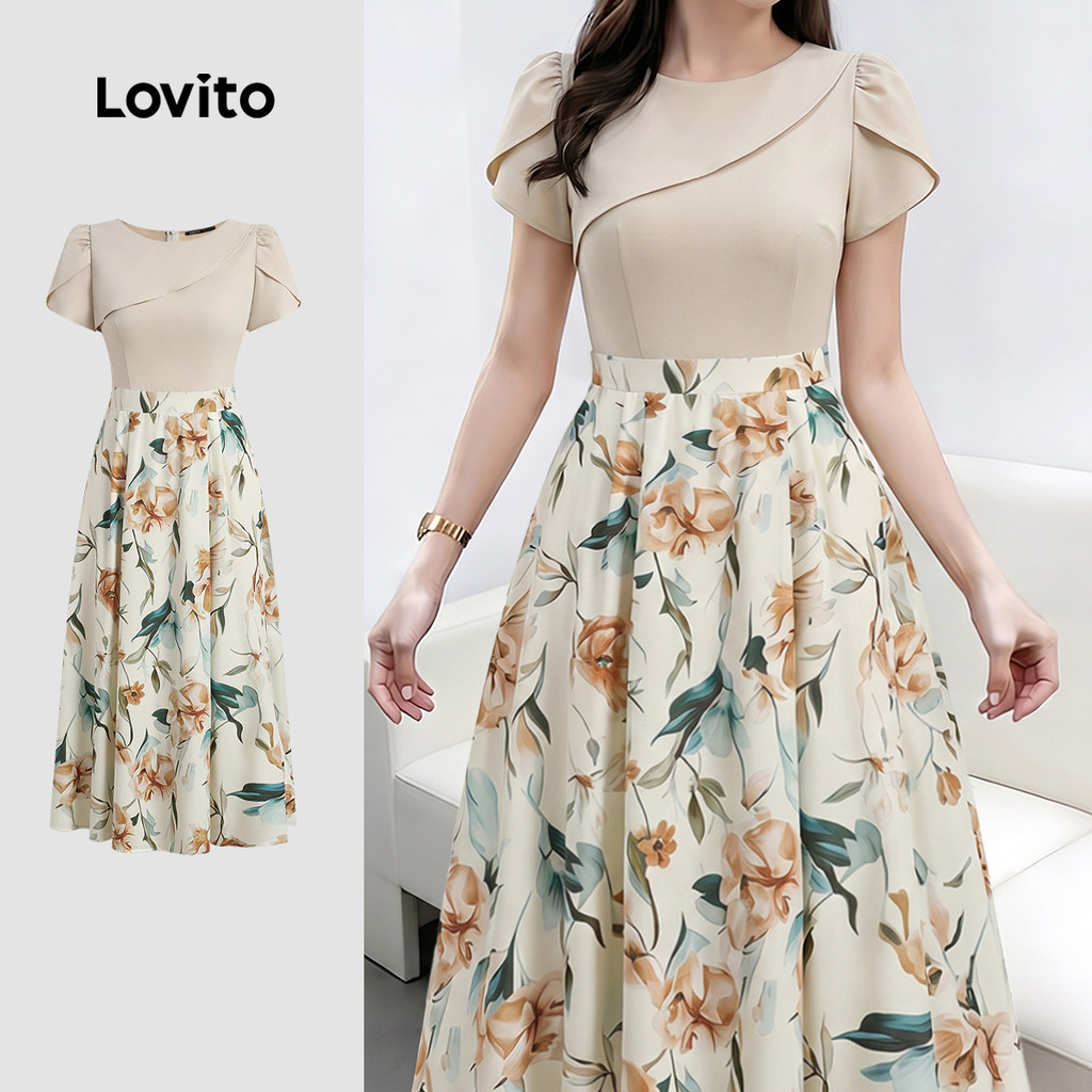 (New Arrival) Lovito Vestido Elegante de Assimétrico Primavera/verão para Mulheres LK7ED958