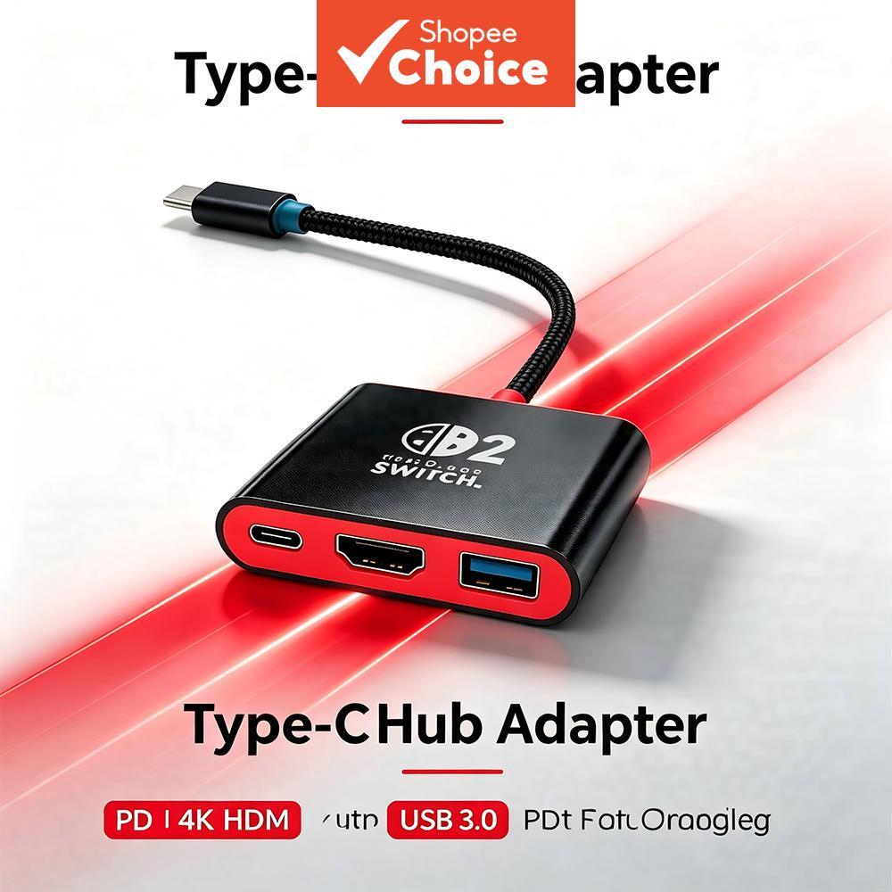 TUTI 3 Em 1 Tipo-C Hub Doca De Expansão Portátil Para Nintendo Switch 2 4K HDMI PD Carregamento Adaptador USB3.0