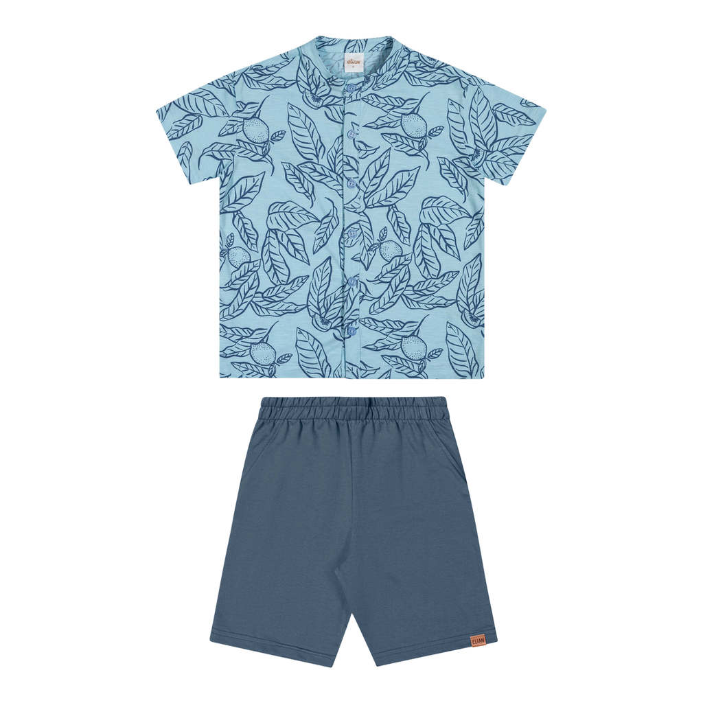 Conjunto Infantil Menino Gola Padre Elian Azul