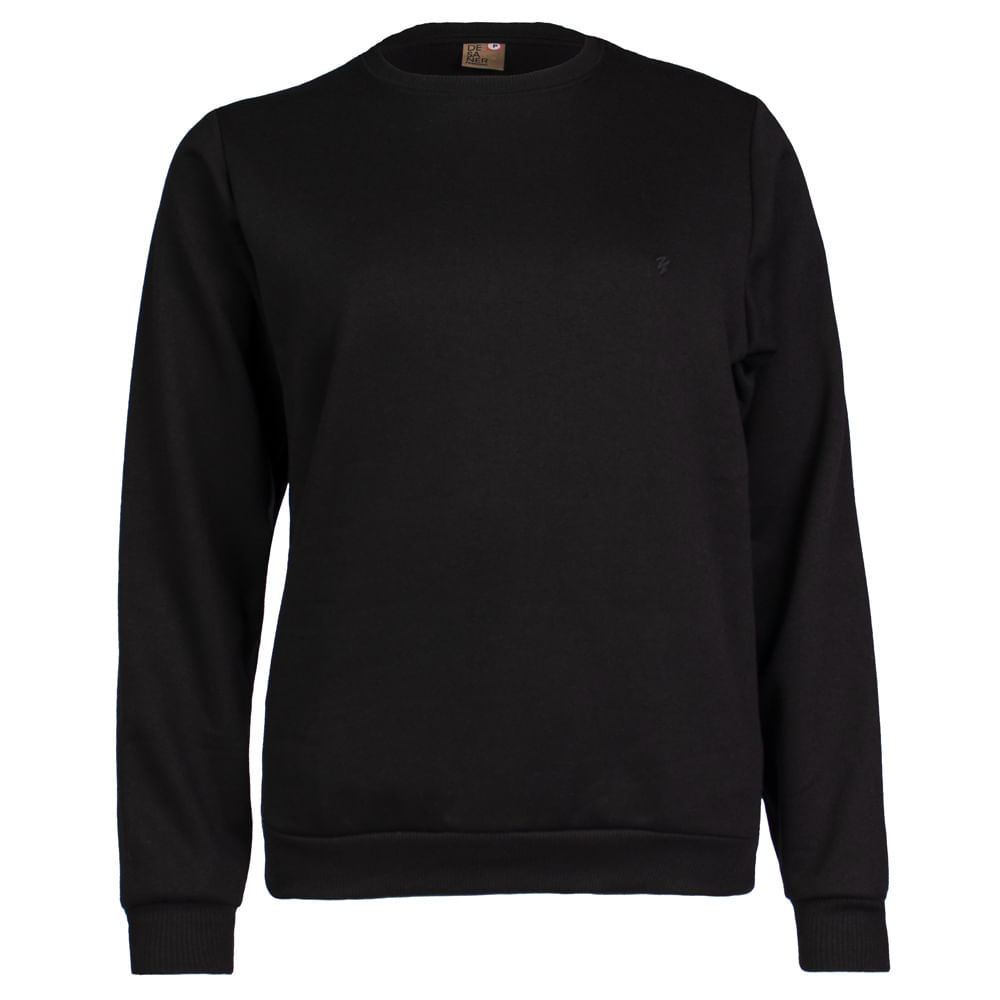 Moletom Feminino Desayner Básico Gola Careca Preto
