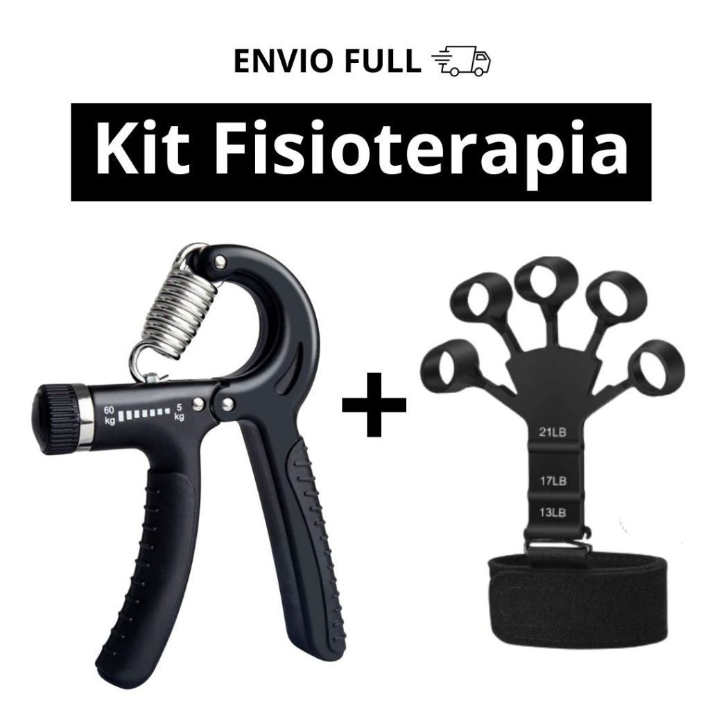 Kit Hand Grip + Flexor de Punho 60kg Ajustável Exercício para Mãos Fisioterapia