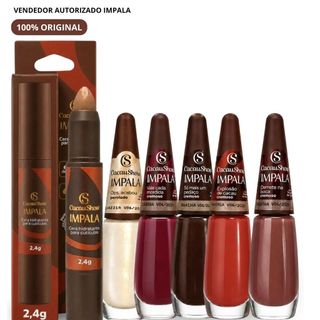 Kit Impala + Cacau Show Original | 5 Esmaltes + Cera Hidratante para Cutículas | Edição E…