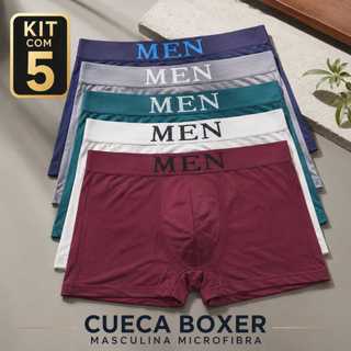 Kit 5 Cuecas Boxer Masculina Microfibra Confortável Cós Largo Elástico MEN