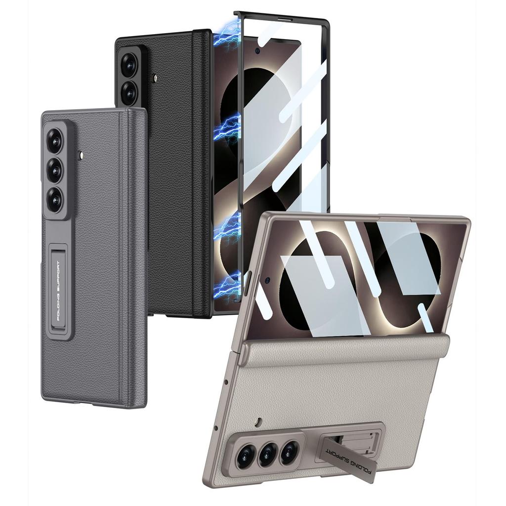 Filme Magnético De Couro De Grão De Lichia Capa Integrada Para Samsung Galaxy Z 