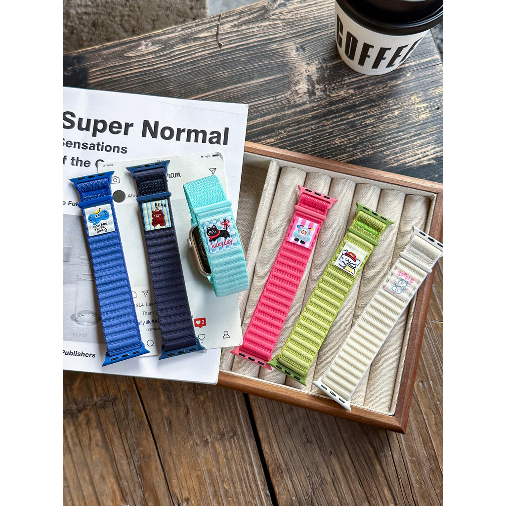 Leyu Cartoon Velcro Loop Nylon Pulseira de relógio esportivo adequada para apple