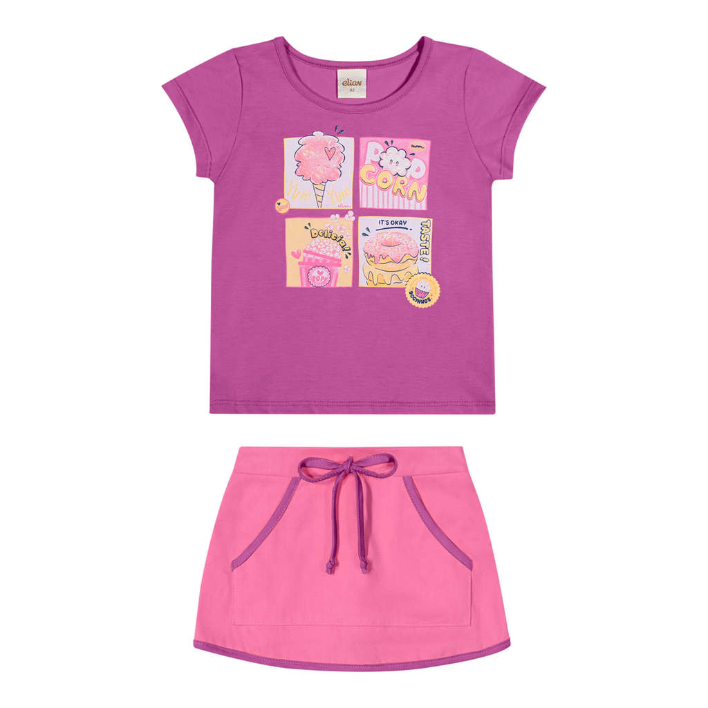 Conjunto Infantil Menina Docinhos Elian Rosa