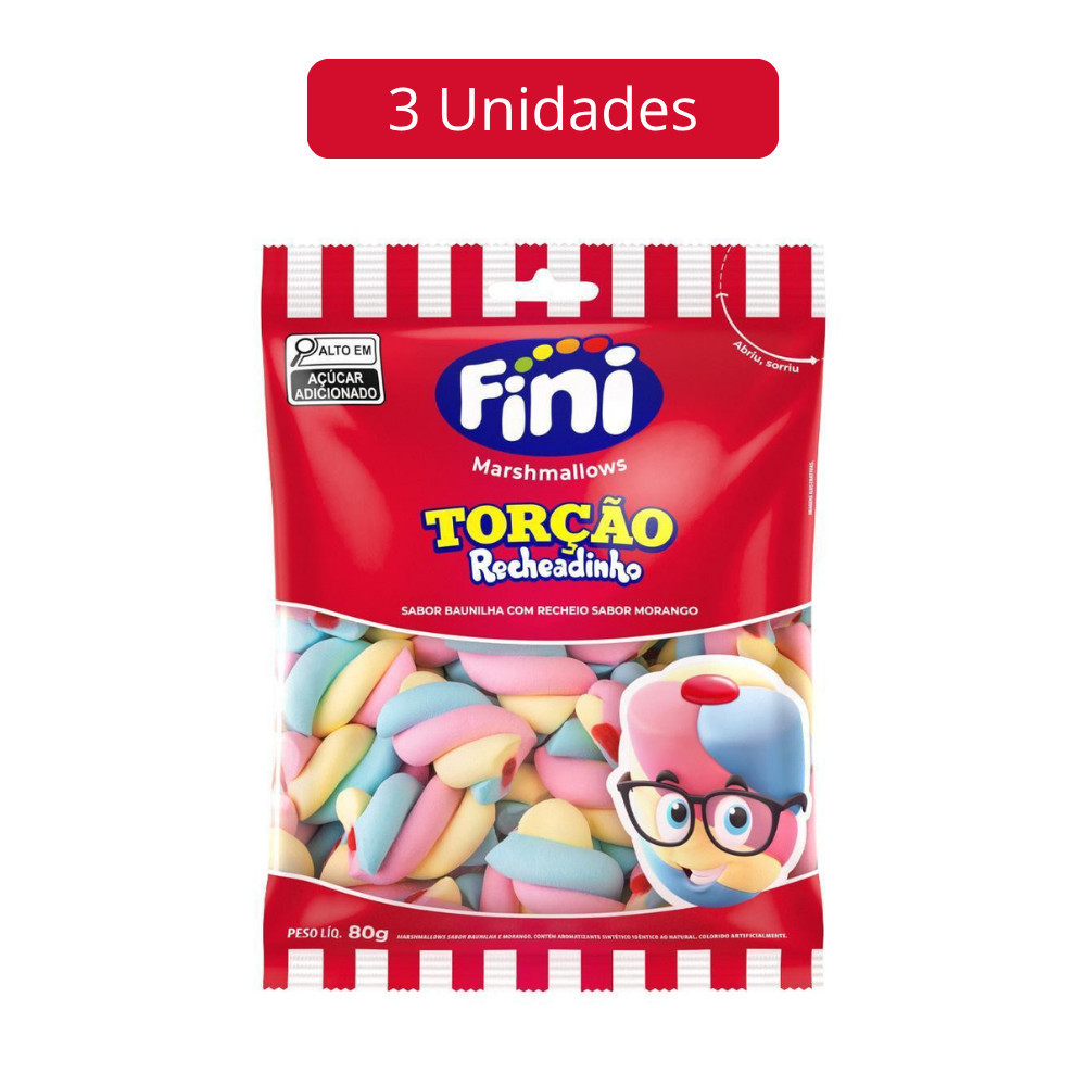 Kit 3 Pacotes de Marshmallow Torção 80g Fini
