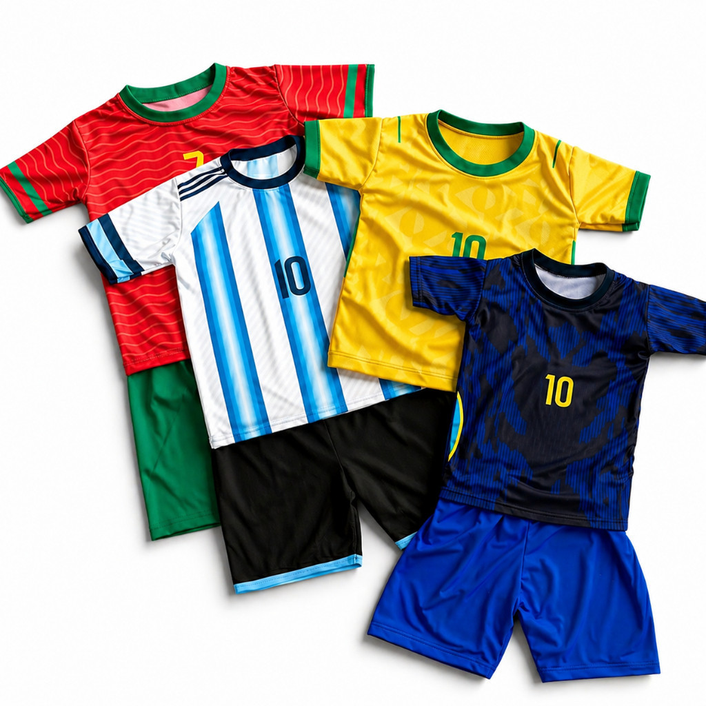 Conjunto Infantil Esportivo Camiseta + Short Futebol Casual Confortável Respirável Criança Diversas Cores e Tamanhoss