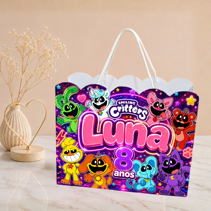 Sacolinha Smiling Critters, Personalizado  Sacolinha  Mimos  Lembrancinha | Aniversário  Bolofofo PEGUE E MONTE