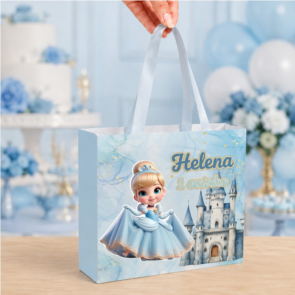 Sacolinha grande personalizada CINDERELA BABY - lembrancinhas de festa infantil