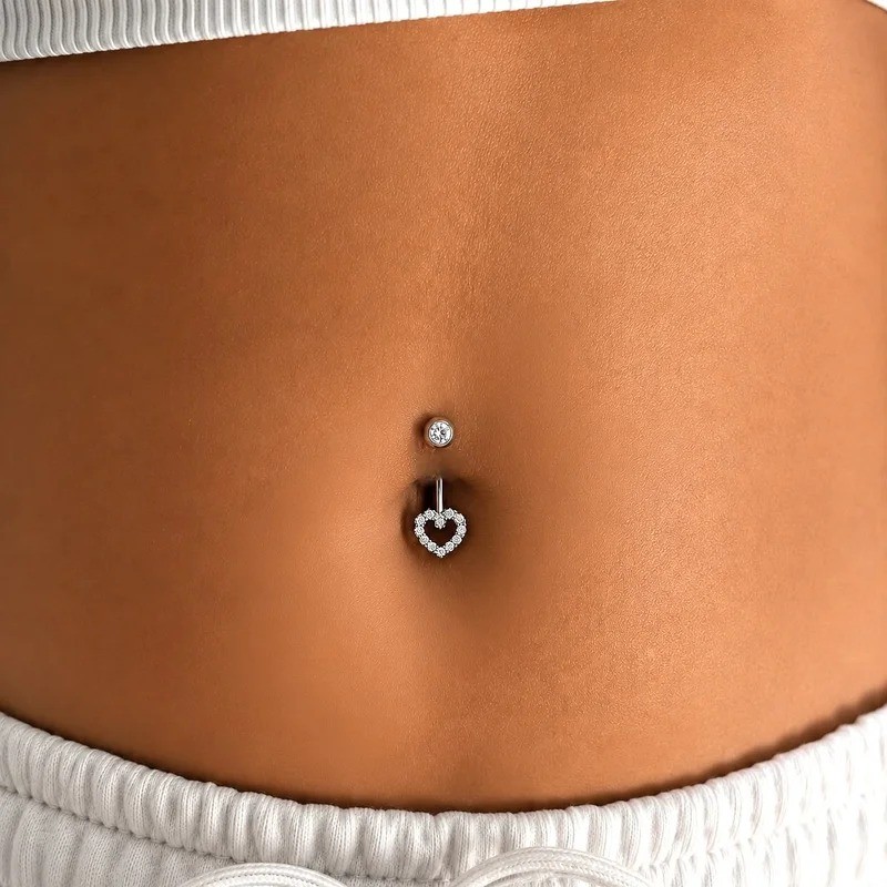 Piercing de Umbigo - Coração em Prata 925 de Lei Jade Jóias