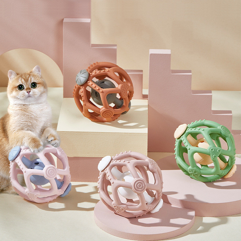 Chocalho de futebol de Silicone brinquedos para animais de estimação brinquedos esféricos rebote cães gatos brinquedos d
