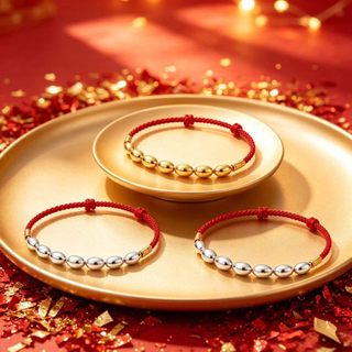 2026 novo estilo sete arroz bênção pulseira de corda vermelha Retro nova cultura tradicional chinesa Design tecido à mão