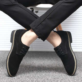 Sapatos masculinos de camurça sapatos casuais sapatos de couro Nubuck camurça britânica baixo-topo rendas aumento intern