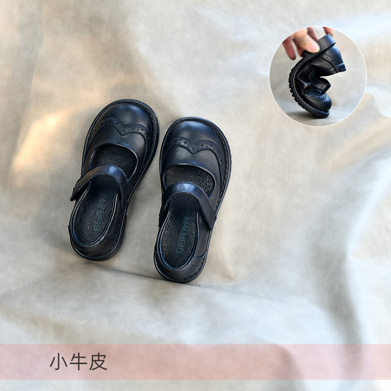 Crianças meninas sapatos de desempenho de couro genuíno Campus sapatos de couro preto macio versão coreana na moda bebê 