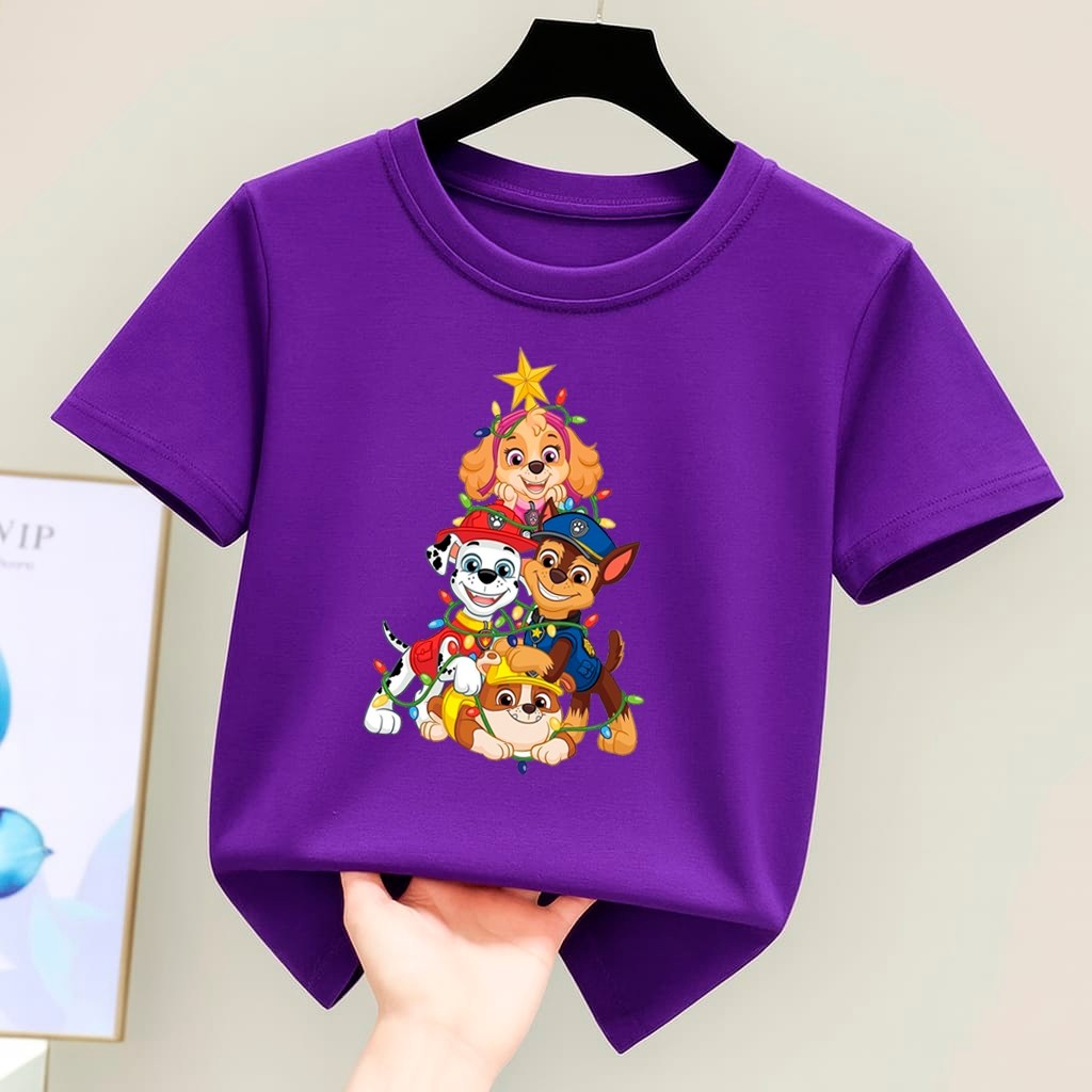 Camiseta Infantil Unissex de Algodão, T-Shirt Estampada, Cachorrinhos Divertidos, Fofa e Confortável.