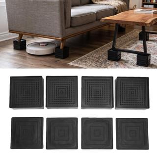 Elevadores de móveis empilháveis ​​Almofadas de pernas TPE resistentes para mesa de sofá-cama com costelas de suporte e