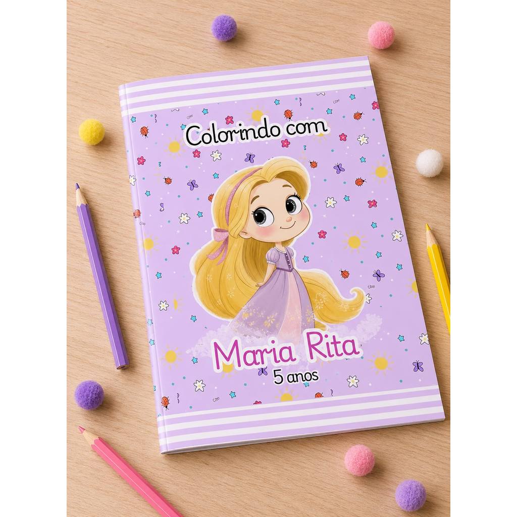 Livrinho de Colorir Revistinha Personalizado RAPUNZEL Infantil  Festa Lembrancinha Aniversario todos temas