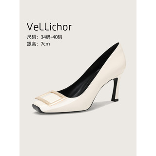 2026 outono novo estilo fivela quadrada salto alto feminino Stiletto francês Retro boca rasa dedo do pé quadrado sapatos