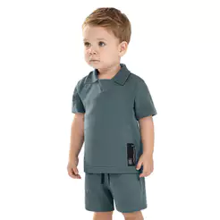 Conjunto Infantil Menino Polo Textura Colorittá Azul