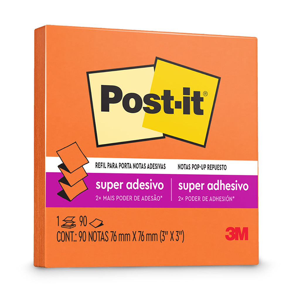 Bloco de notas super adesivas Post-it refil Laranja Vital 76x76mm 90 folhas 3M