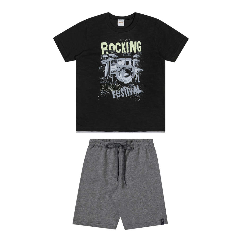 Conjunto Infantil Menino Rocking Elian Preto — imagem 2 de 2