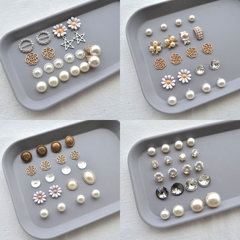 Acessórios de cabelo feitos à mão, acessórios de joias DIY, decoração de laço, pérola, strass, combinação de acessórios