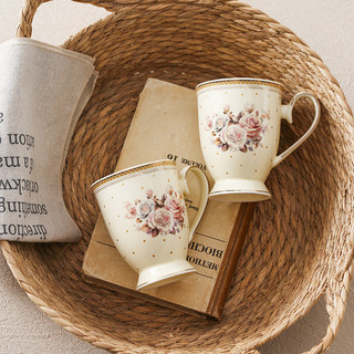 Xícara de café de cerâmica bege com bolinhas, estilo francês, para uso doméstico, xícara de chá com borda dourada, desig
