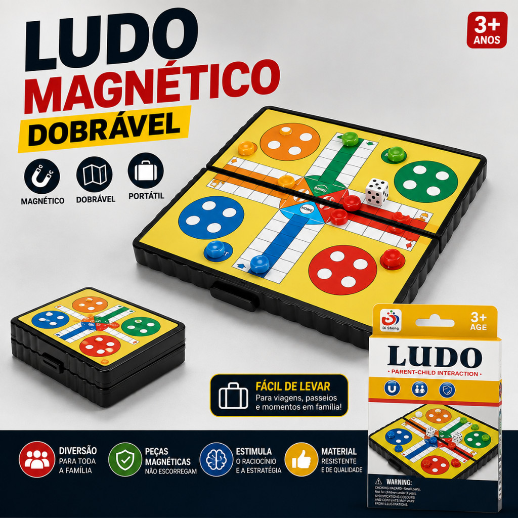 Jogo De Ludo Magnético Dobrável Jogo De Tabuleiro Interativo Para Reuniões, Familiares, Viagens