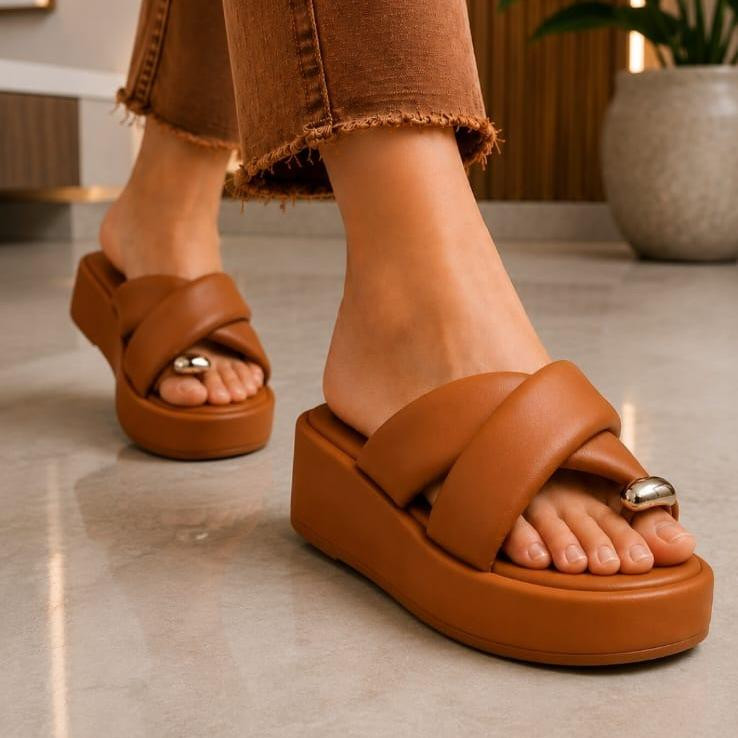 Chinelo Feminino sandália Flatform Plataforma  Modelo X COM ABS ALTA confortável