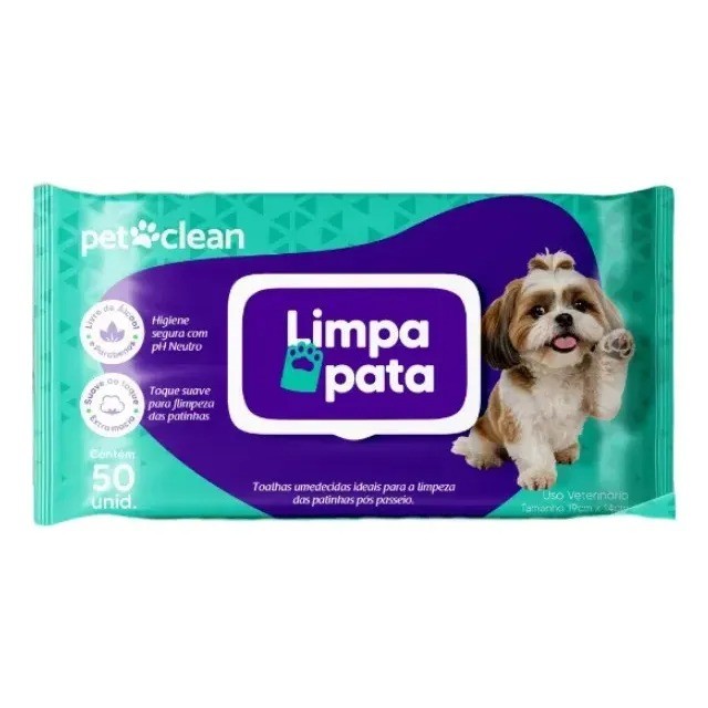 Toalhas Umedecidas Cães Limpa Patinhas Pet Clean 50 Unids