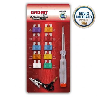 Kit Completo 10 Fusíveis Padrão e Mini E Chave De Teste 12v 24v Veiculares