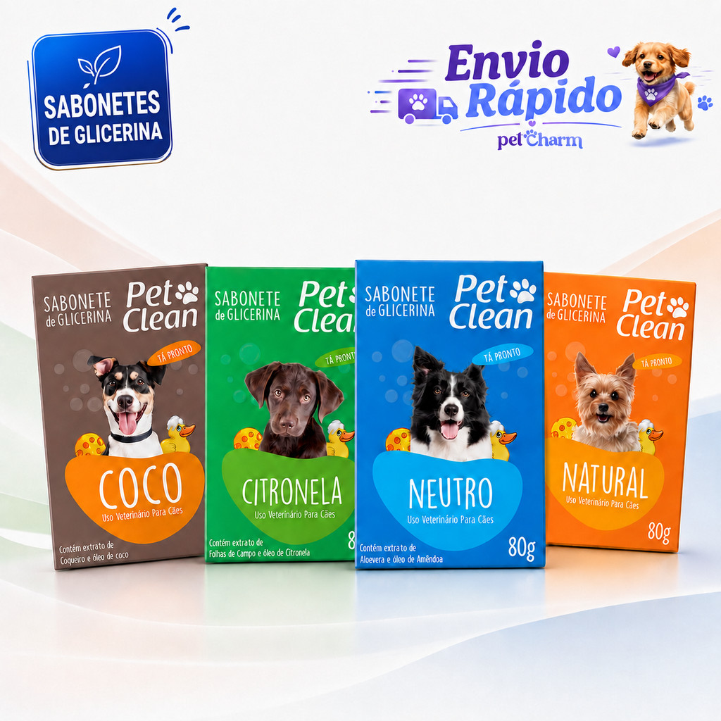 Sabonetes Glicerina em Barra para Cachorros e Gatos Cheiroso Pet Clean 80g