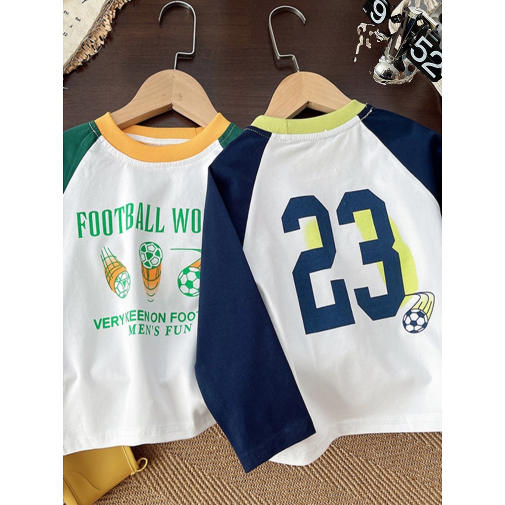 Meninos camiseta de manga comprida 2024 novo estilo meninos jogo interno dos desenhos animados camiseta crianças outono 