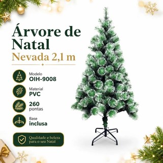 Árvore de Natal Luxo Nevada 2,10M com Visual de Floresta de Inverno, Galhos Volumosos e Acabamento Premium OIH-9008