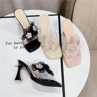 Sandálias de salto alto femininas 2025 verão novo estilo temperamento bonito estilo fada exterior Wear Stiletto influenc
