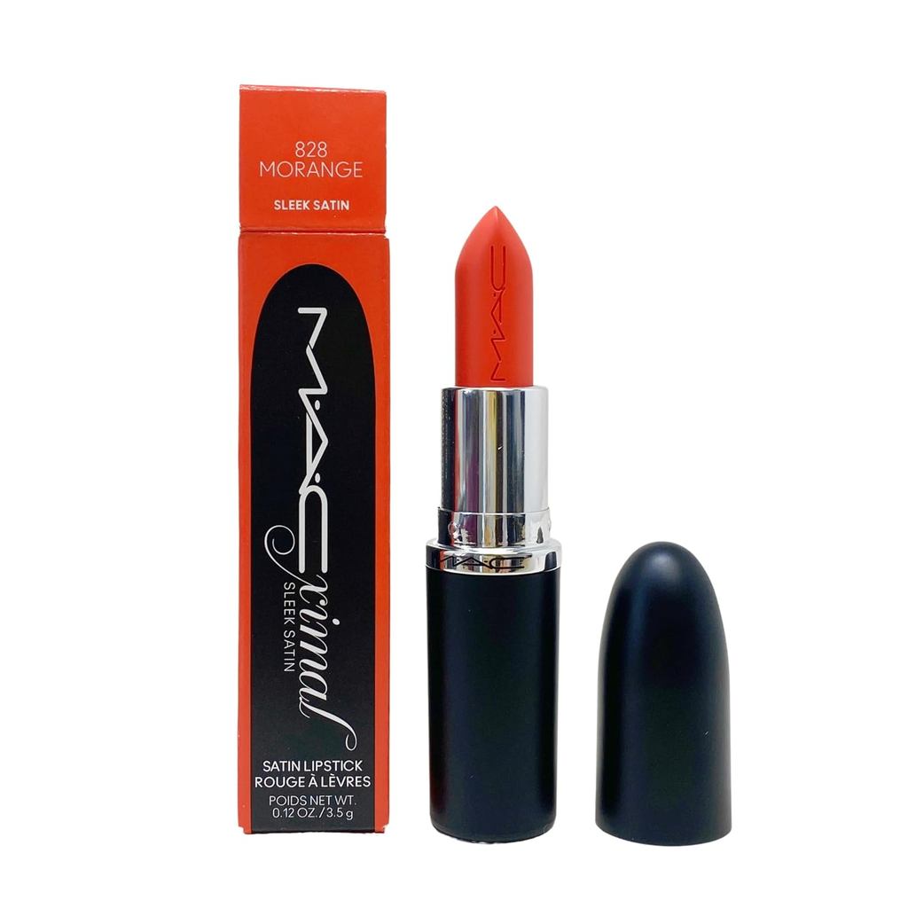 Batom MAC Ximal Sleek Satin 828 Morange Laranja Brilhante – Acabamento Sedoso