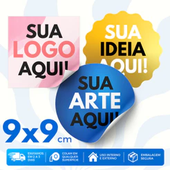 Etiquetas Adesivas 9x9 cm Personalizadas em Vinil à Prova D'água | Rótulos Adesivos Personalizados