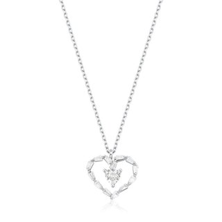 Colar Feminino de Prata 925 Coração Vazado e com Zircônias