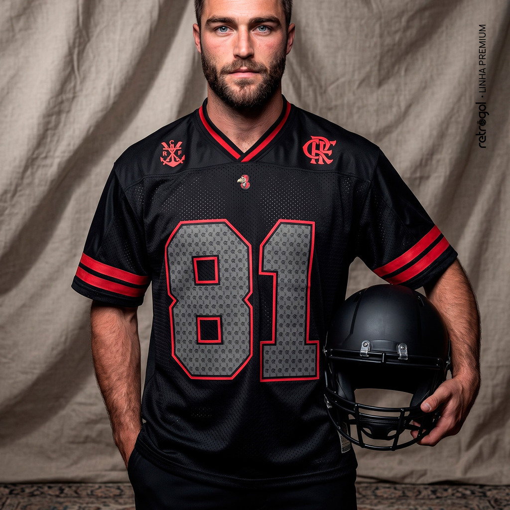 Camisa Flamengo Futebol Americano 81 Rubro-Negro Masculina Football