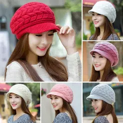 Boina Gorro De Lã Tricotado Feminino Chapéu De Abóbora Felpudo Boné Aba Curta Outono Inverno Quentinhomoda